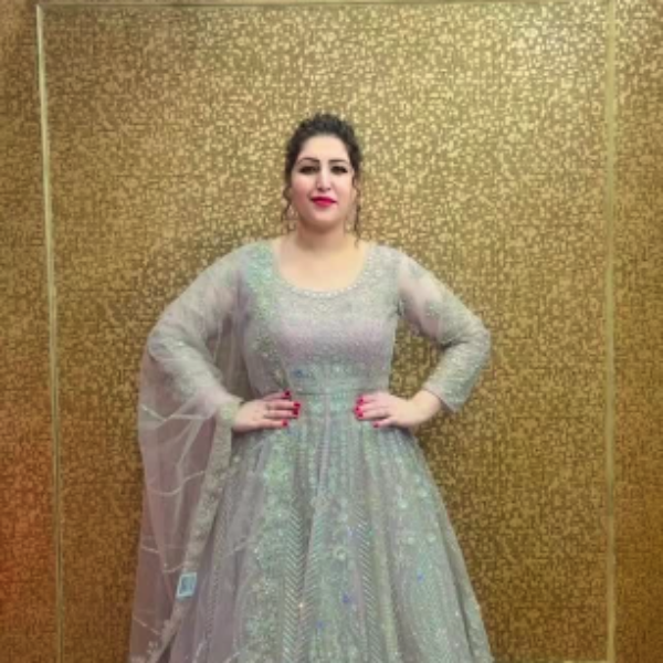 Silver Pure Cotton Anarkali suit with Beautiful Dupatta